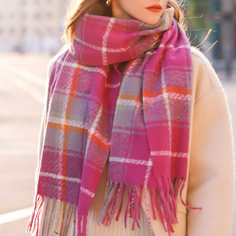 Women's Daily Knit Woven Tartan Checker Scarf - image 15