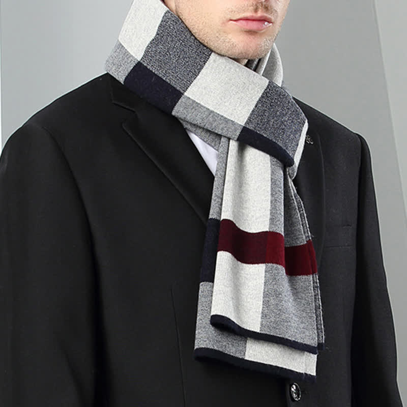 Men's Leisure Business Plaid Pure Wool Scarf - image 7