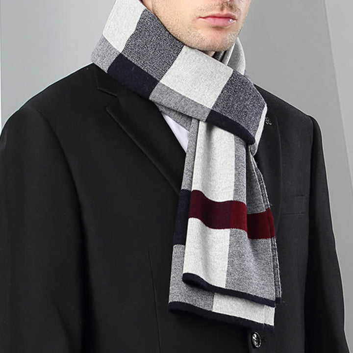 Men's Leisure Business Plaid Pure Wool Scarf - image 7