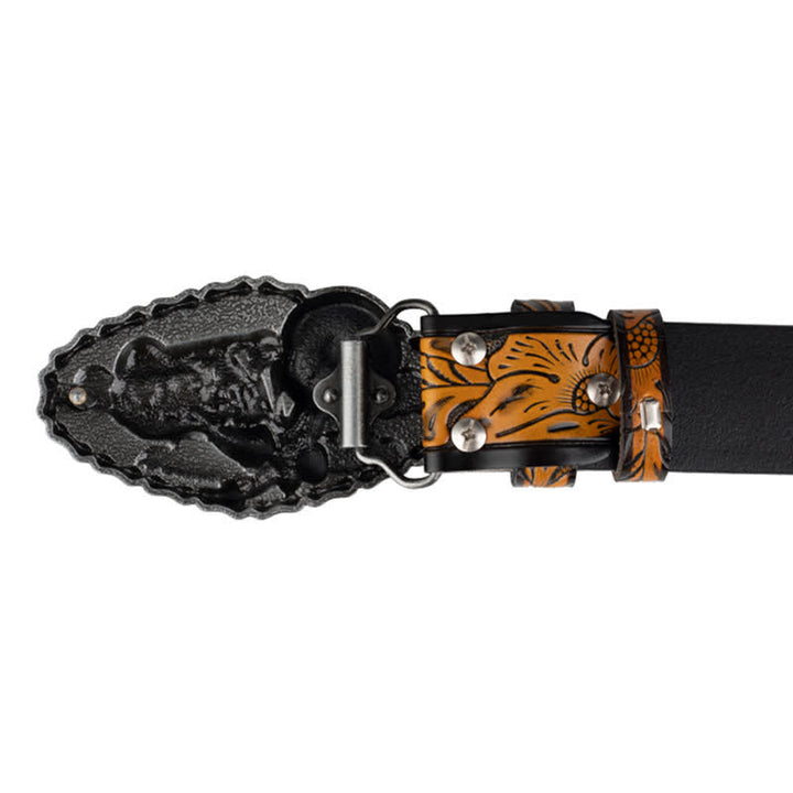 Men's Punk Rock Motorcycle Biker Leather Belt - image 4