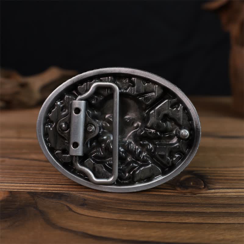 Men's DIY Gothic Cross Skull Snake Buckle Leather Belt - image 1