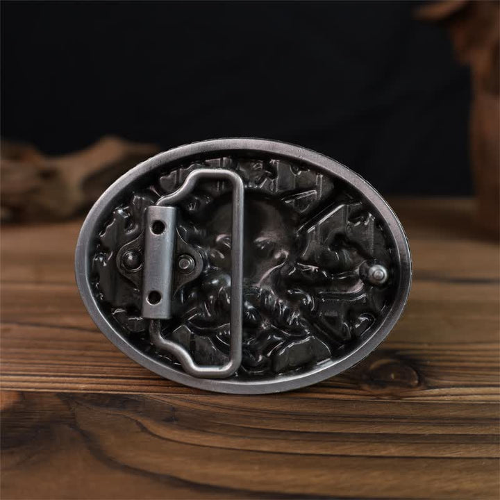 Men's DIY Gothic Cross Skull Snake Buckle Leather Belt - image 1