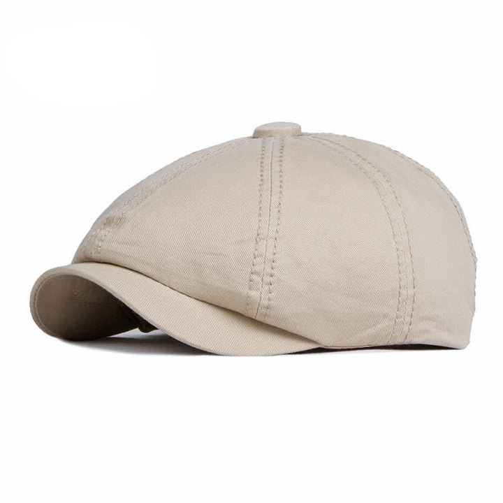 Casual Solid Color Cotton Daily Beret Cap - Light Khaki - Adjustable (about 21 5/8"-23 5/8") - image 13
