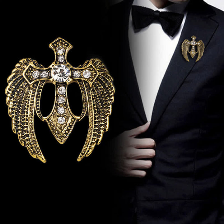 Men's Soar In Faith Wings Cross Brooch - image 0