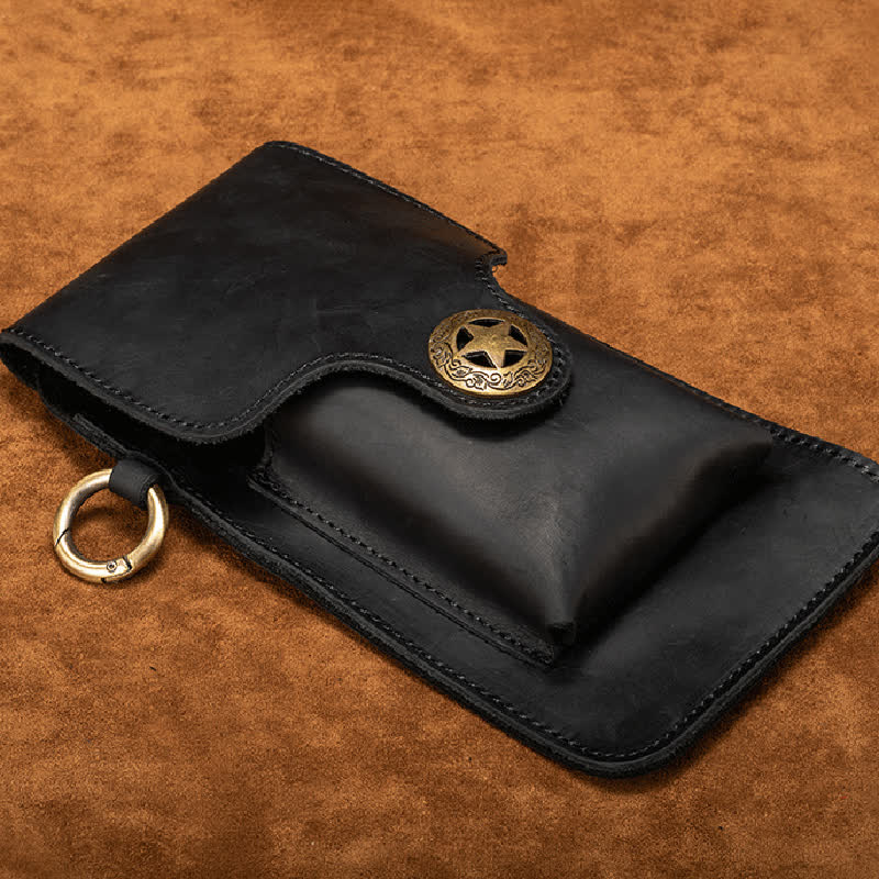 Leather Outdoor Magnetic Star Buckle Phone Belt Bag - image 1