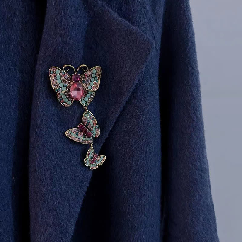 Women's Playful Triple Butterflies Brooch - image 1