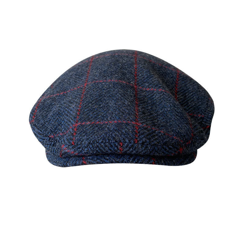 Countryside Dark Blue Red Plaid Beret Cap - image 1