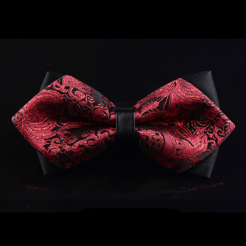Men's Bright Floral Pointy Bow Tie - Red - image 0