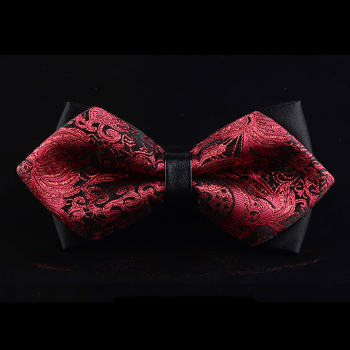Men's Bright Floral Pointy Bow Tie - Red - image 0
