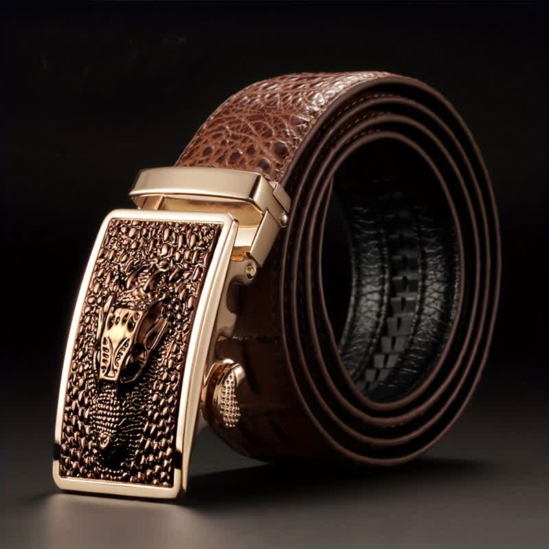 Men's Exotic Alligator Head Buckle Leather Belt - image 2