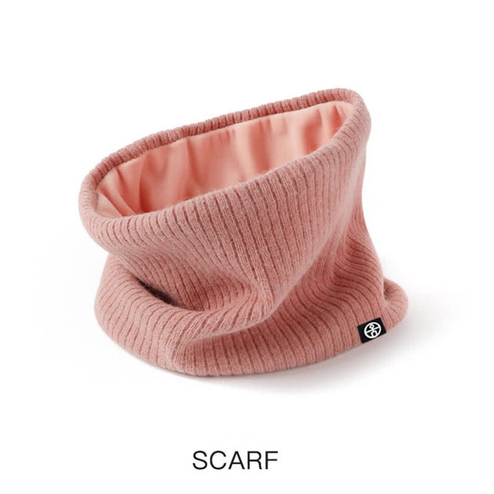 3Pcs Unisex Solid Color Soft Hat Scarf Gloves Set - image 4