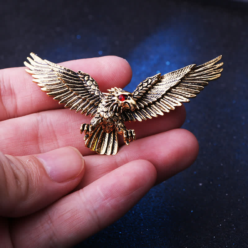 Men's Retro Soaring Bald Hawk Brooch - image 3