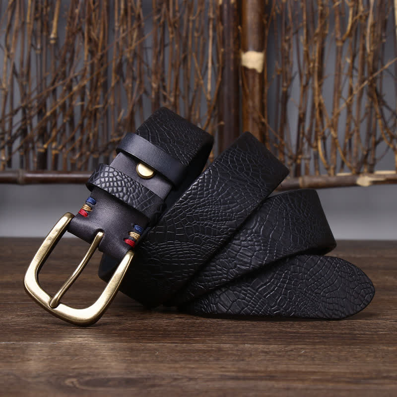 Men's Serpentine Snakeskin Grain Leather Belt - image 12
