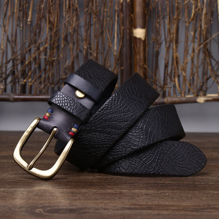 Men's Serpentine Snakeskin Grain Leather Belt - image 12