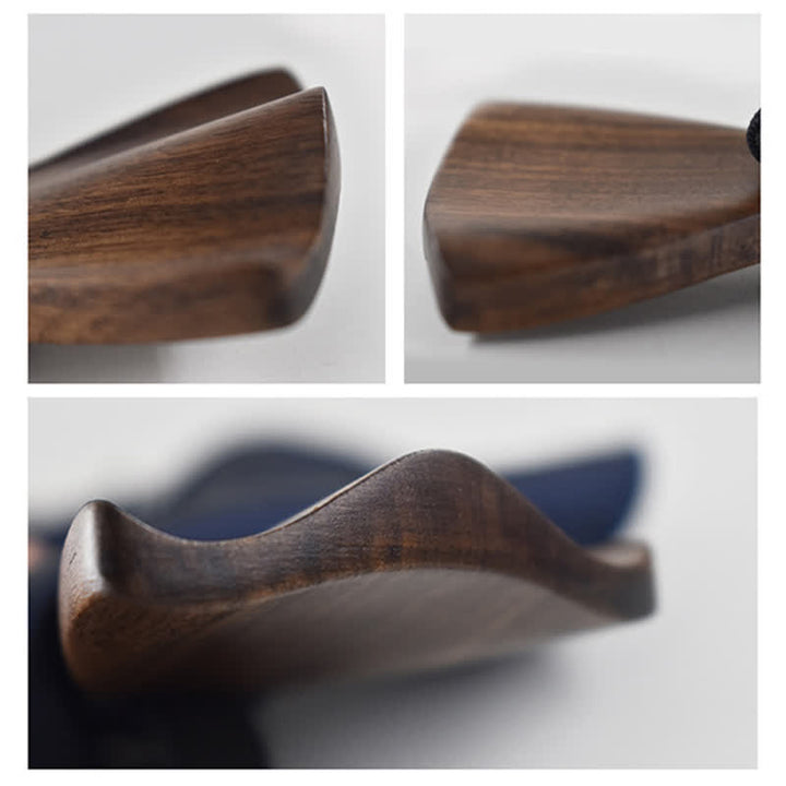4Pcs Men's Vintage Black Wooden Bow Tie Set - image 4