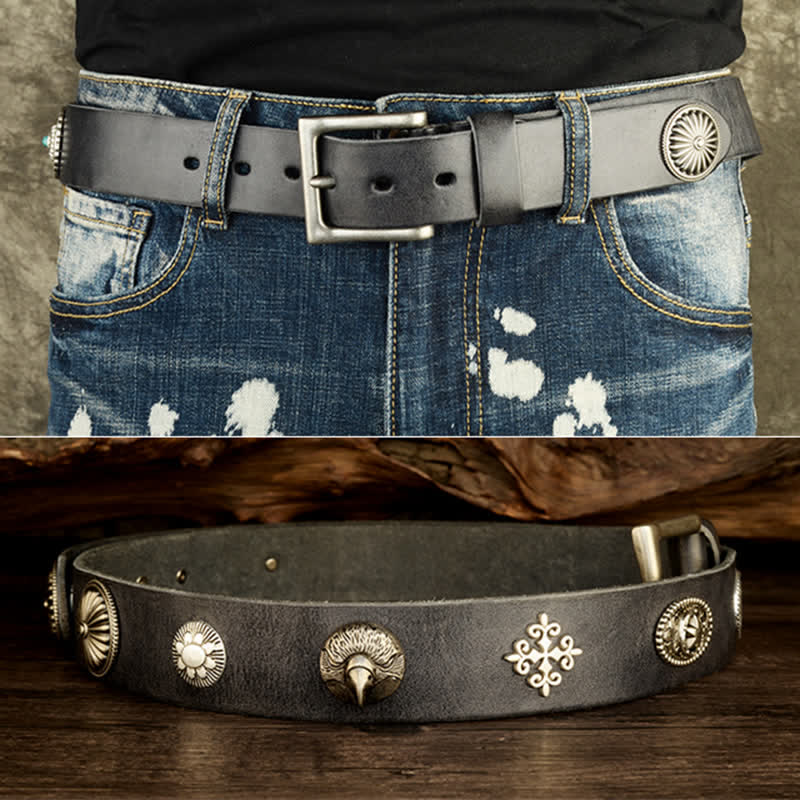 Men's Punk Heavy Metal Studded Leather Belt - image 8