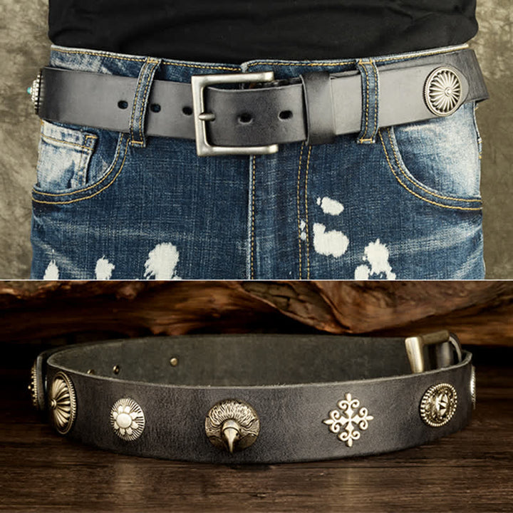 Men's Punk Heavy Metal Studded Leather Belt - image 8