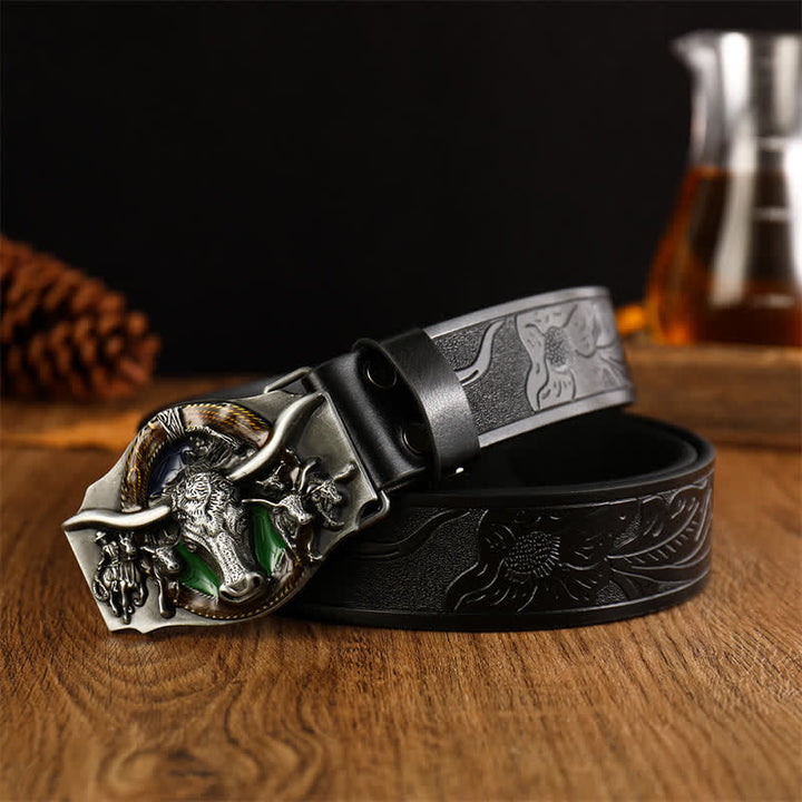 Men's Domineering Bull Head Leather Belt - Style #11 - 38 - image 12