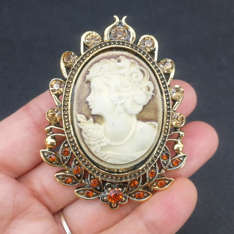 Women's Victorian Cameo Silhouette Leaf Brooch - image 2