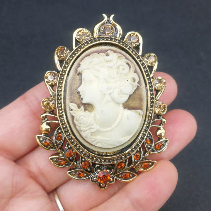 Women's Victorian Cameo Silhouette Leaf Brooch - image 2