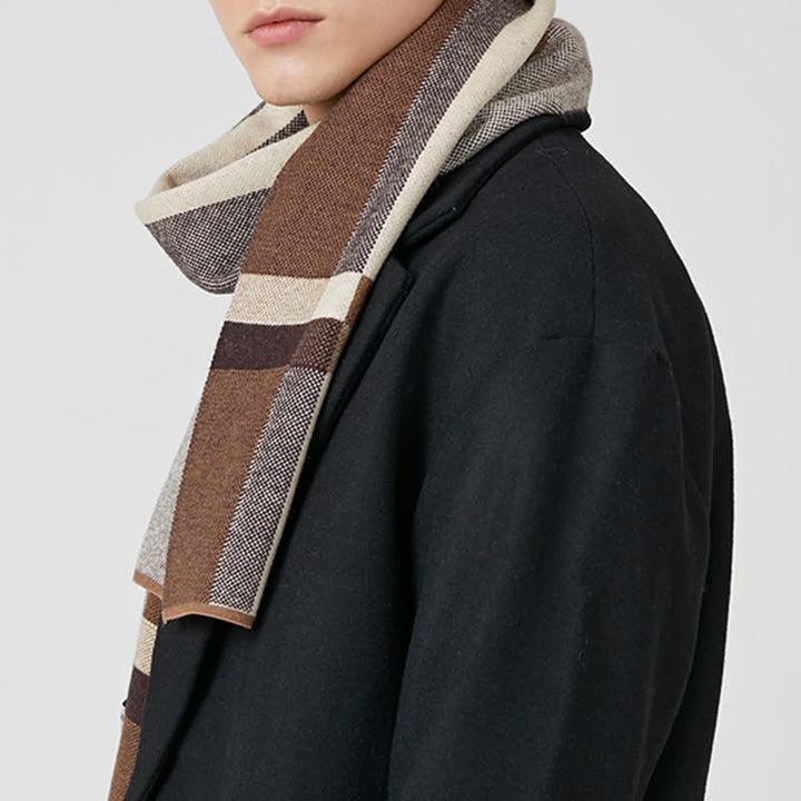 Men's Winter Classical Warm Plaid Stripe Scarf - image 2