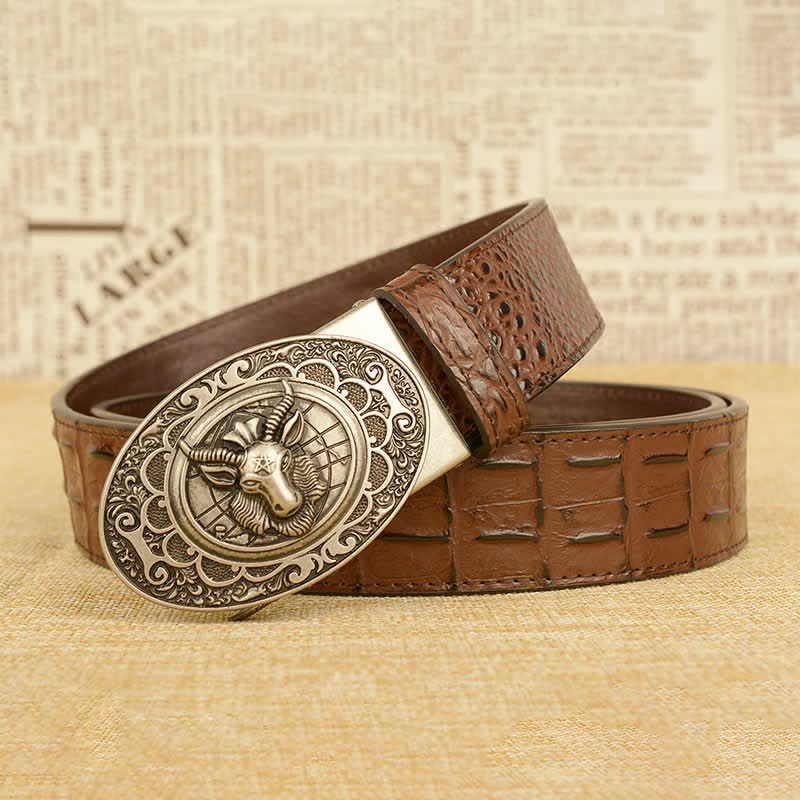 Men's Wild Goat Alligator Pattern Leather Belt - image 19