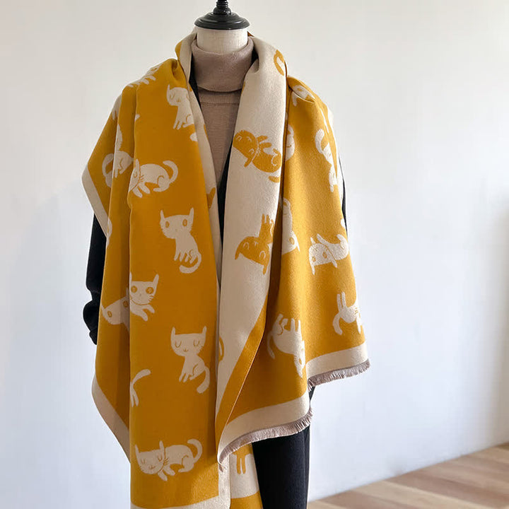 Women's Large Wrap Warm Cat Print Coldproof Scarf - image 12