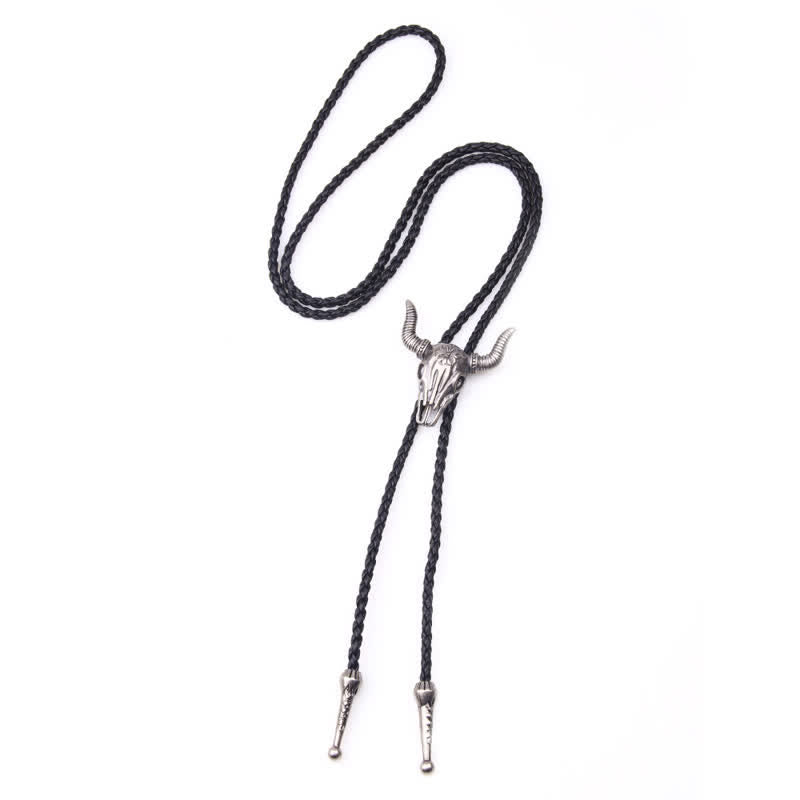 Vintage Native Style Bull Head Bolo Tie - image 11