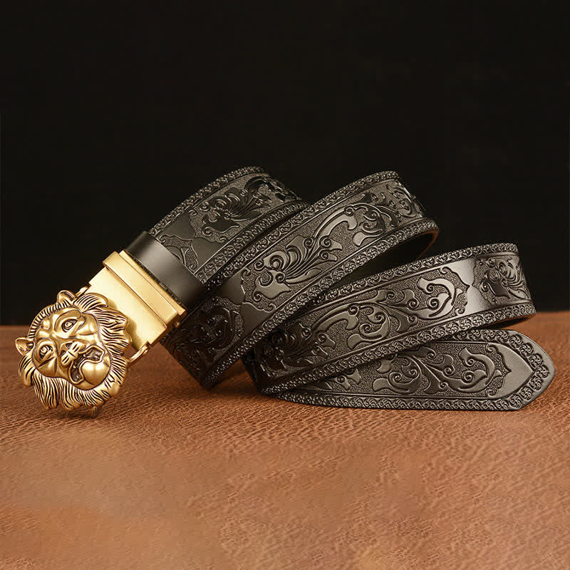 Men's 3D Sculpture Lion Head Leather Belt - image 11