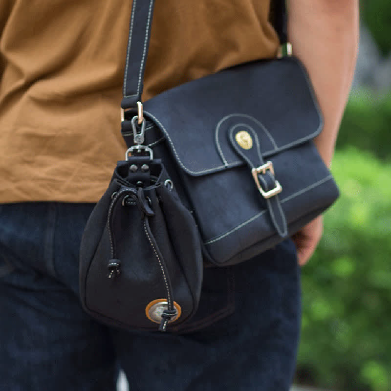 Small Wallet Coin Purse Drawstring Leather Belt Bag - image 11