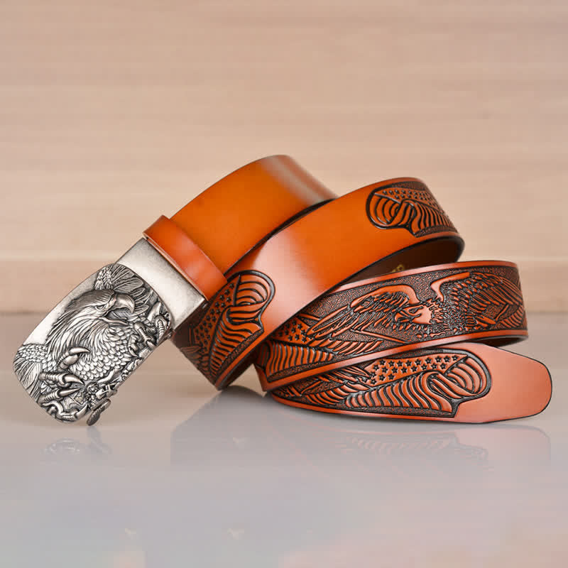 Men's Mighty Eagle Sharp Claw Automatic Buckle Leather Belt - image 12