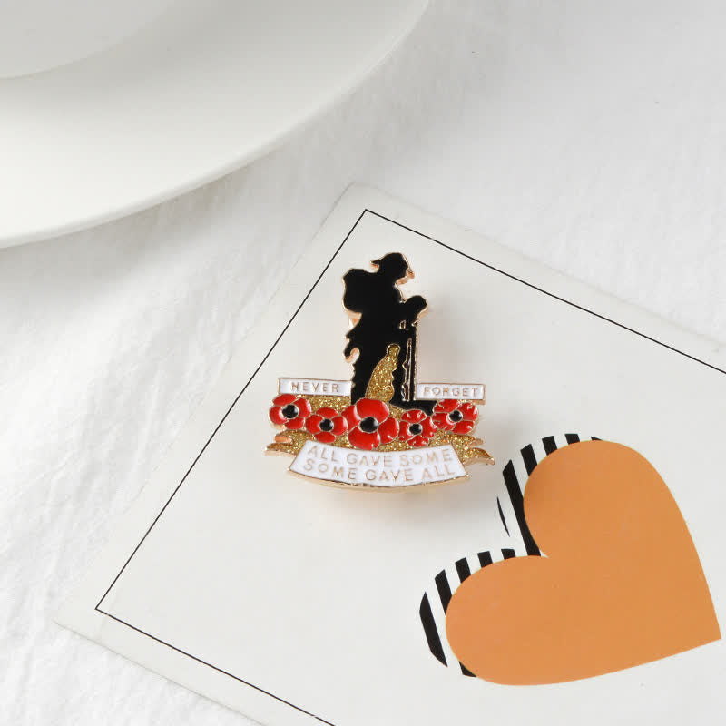 Unisex Memorial British Soldier Poppy Brooch - image 4