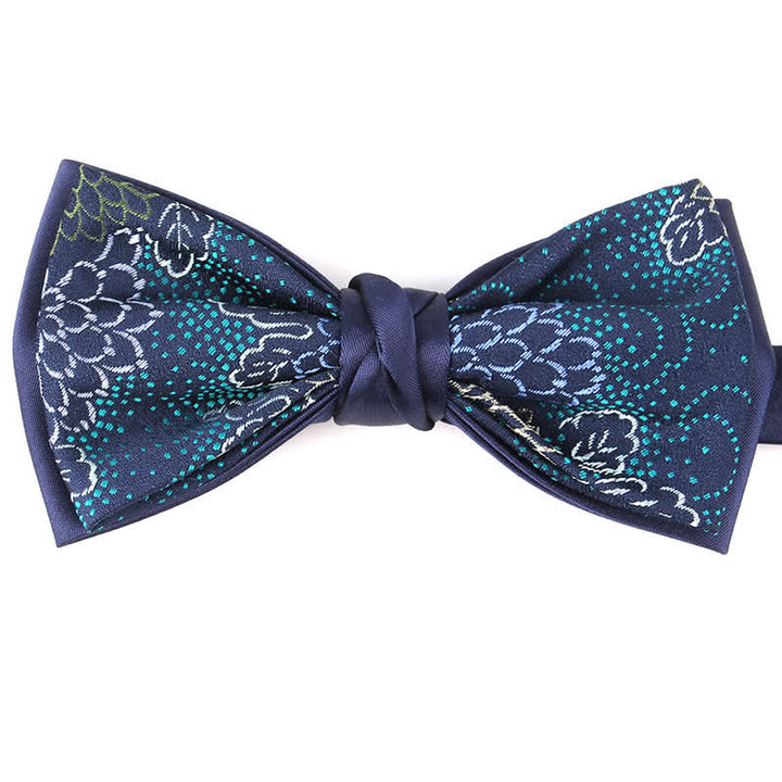 Men's Elegant Floral Botanical Bow Tie - Blue #4 - image 16