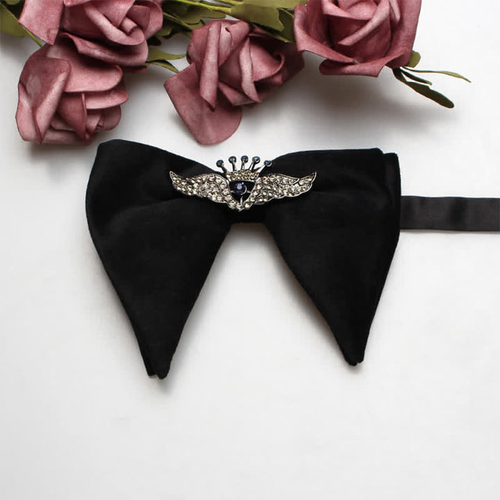 Men's Charming Velvet Oversized Pointed Bow Tie - Black Crown - image 3