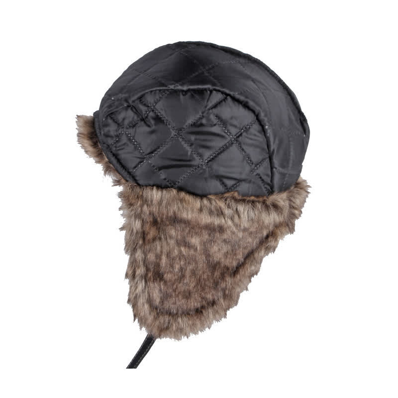 Soft Fluffy Ear Protection Imitation Leather Trapper Hat - image 7