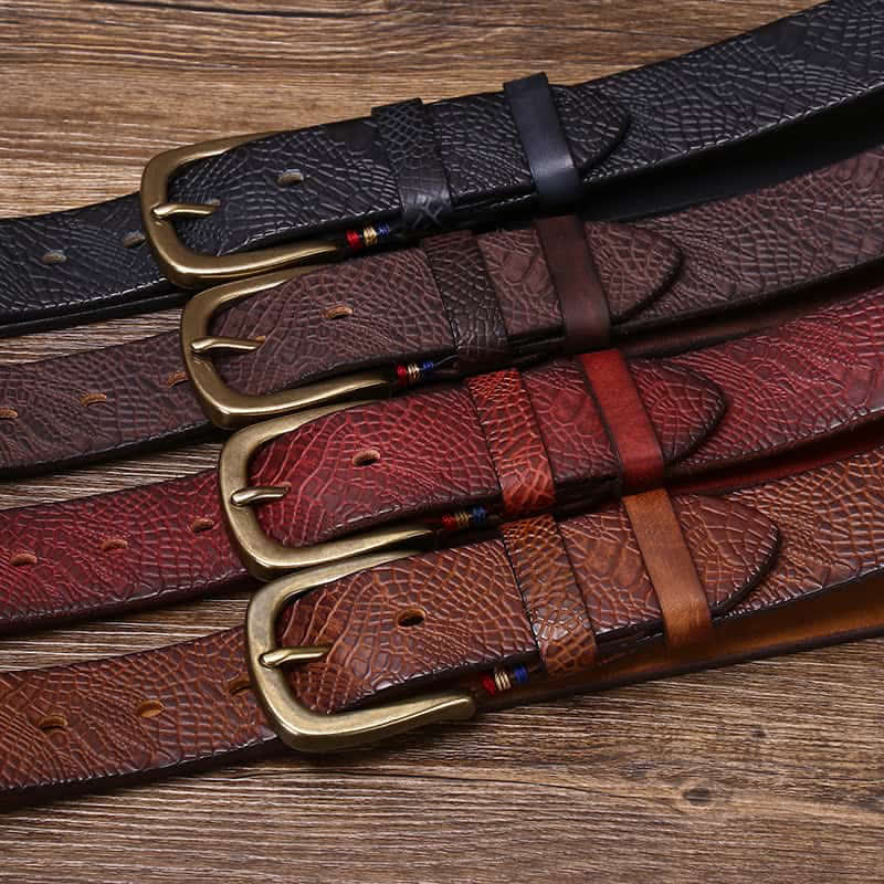 Men's Serpentine Snakeskin Grain Leather Belt - image 1
