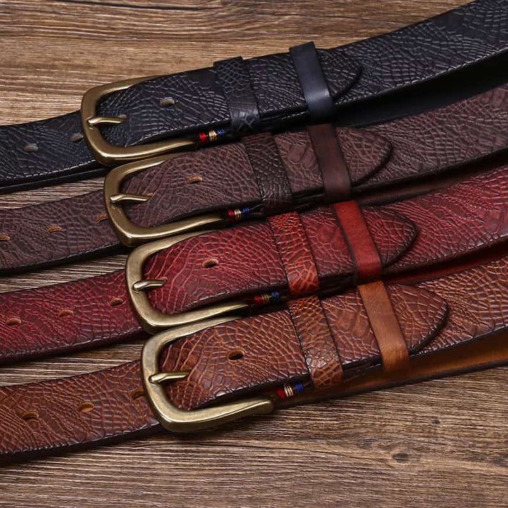 Men's Serpentine Snakeskin Grain Leather Belt - image 1