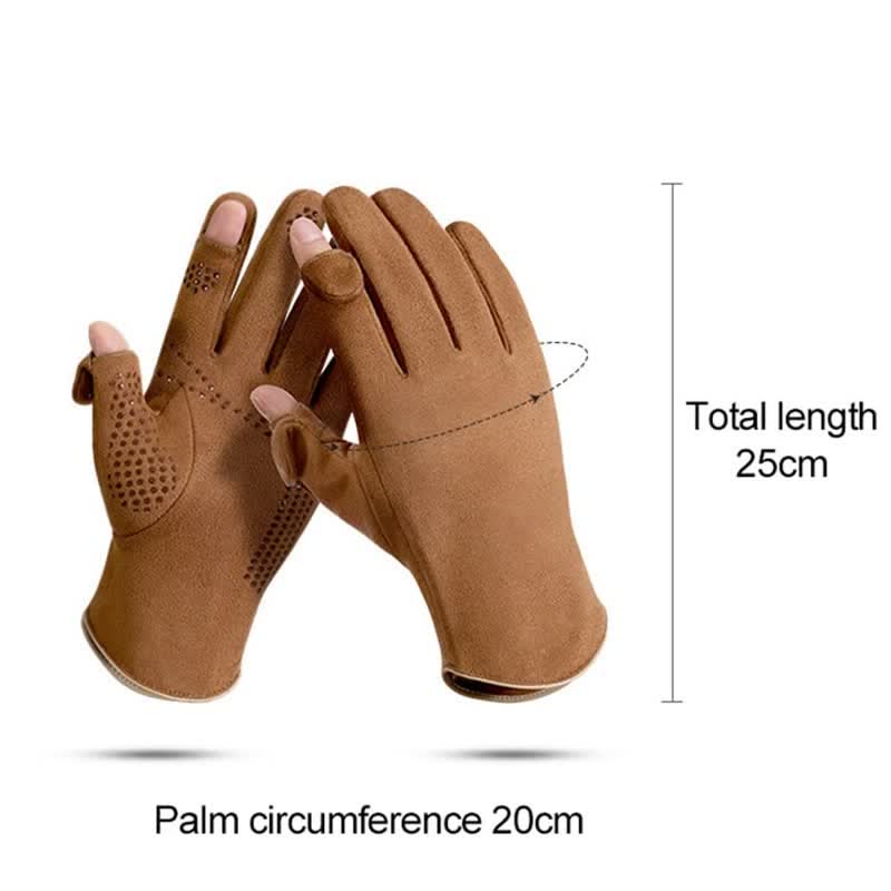 Suede Thermal Velvet Split Finger Gloves - image 8