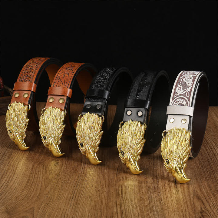 Men's Eagle Head Realistic Vulture Western Leather Belt - image 10