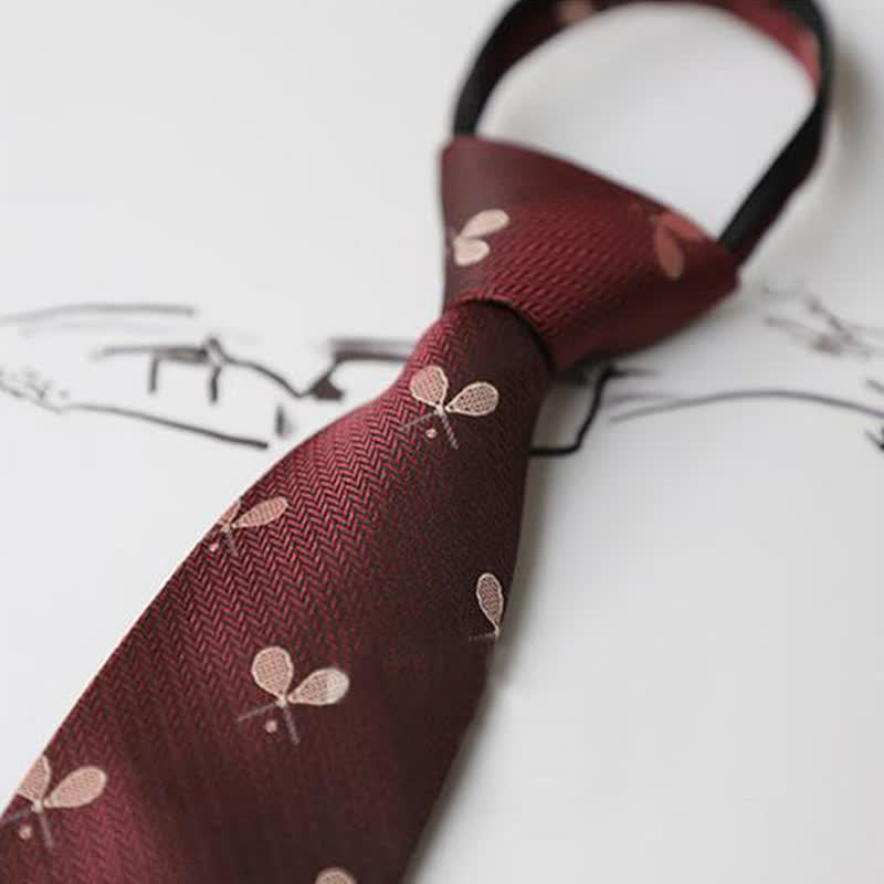 Men's Garden Motif Embroidery Zipper Necktie - image 6