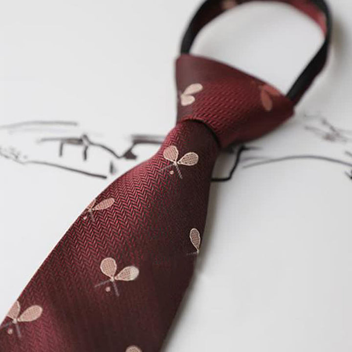 Men's Garden Motif Embroidery Zipper Necktie - image 6