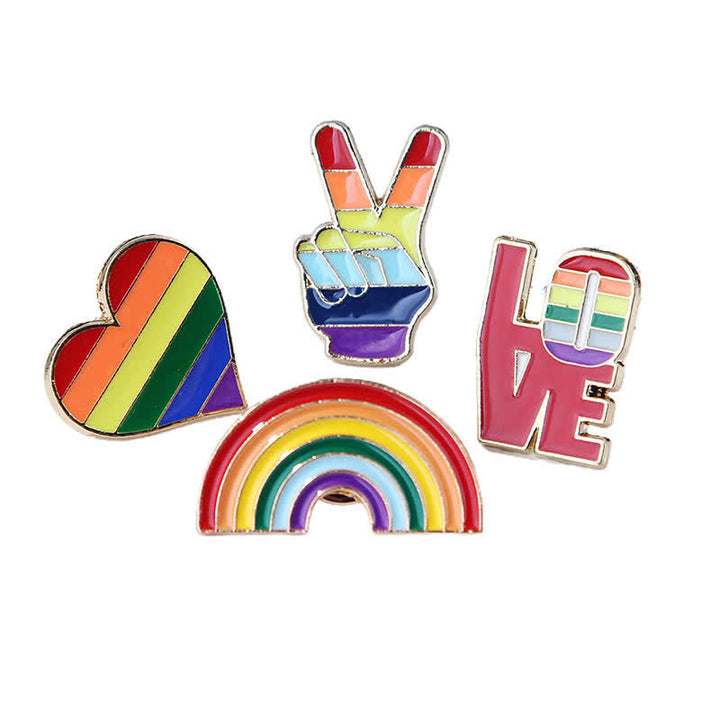 4Pcs Love Is Love Rainbow Flag Pride Brooch - 4Pcs - image 0