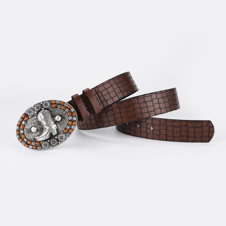 Men's Cowboy Boot Wooden Beads Leather Belt - image 1