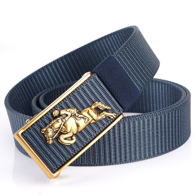 Men's Horseback Riding Nylon Belt - Blue / Gold - 48" - image 9