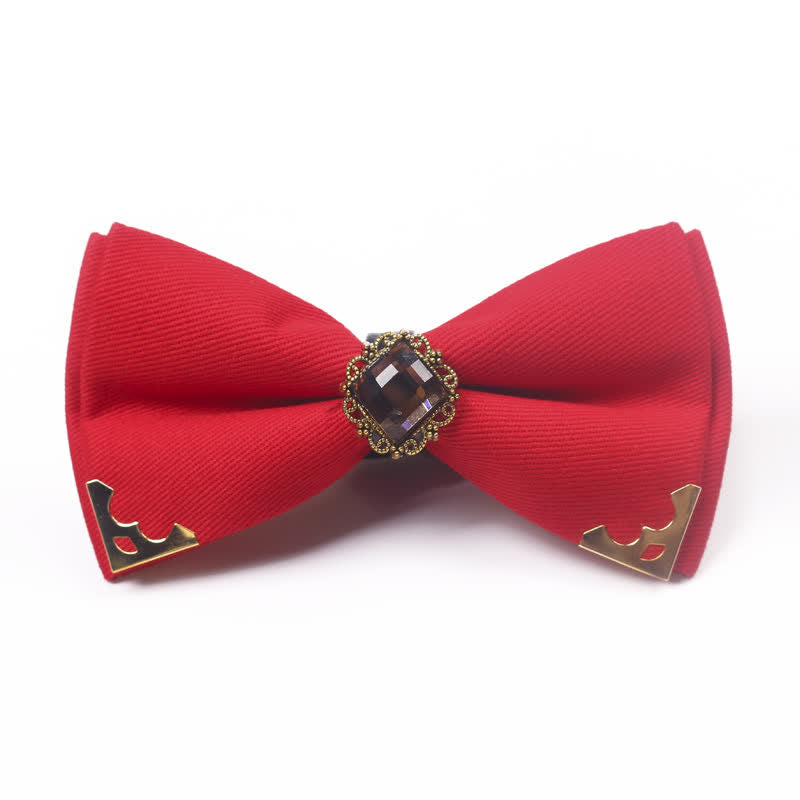 Men's Gem Golden Edge Cotton Bow Tie - Red - image 8