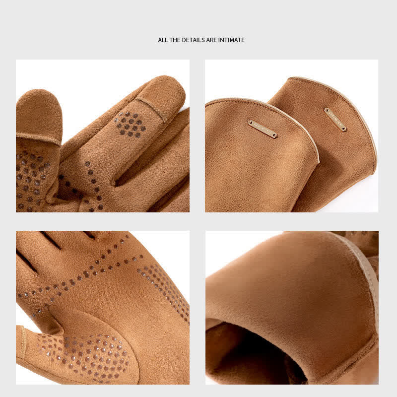 Suede Thermal Velvet Split Finger Gloves - image 7