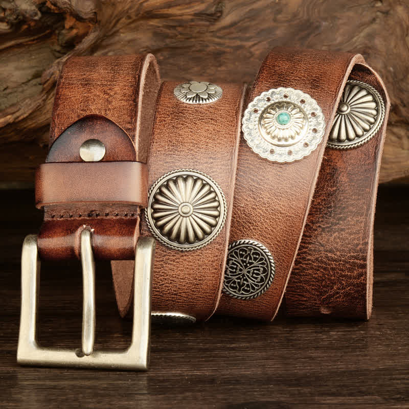 Men's Punk Heavy Metal Studded Leather Belt - image 1