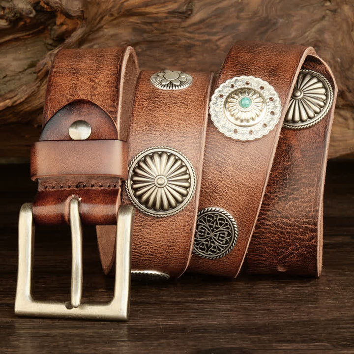 Men's Punk Heavy Metal Studded Leather Belt - image 1