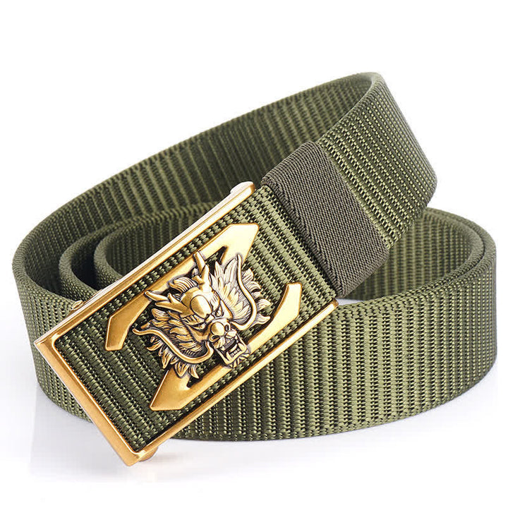 Men's Z Letter Mighty Dragon Nylon Belt - Army Green / Gold - 48" - image 8