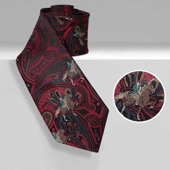 Men's Burgundy Horse Riding Paisley Necktie - Burgundy - image 0